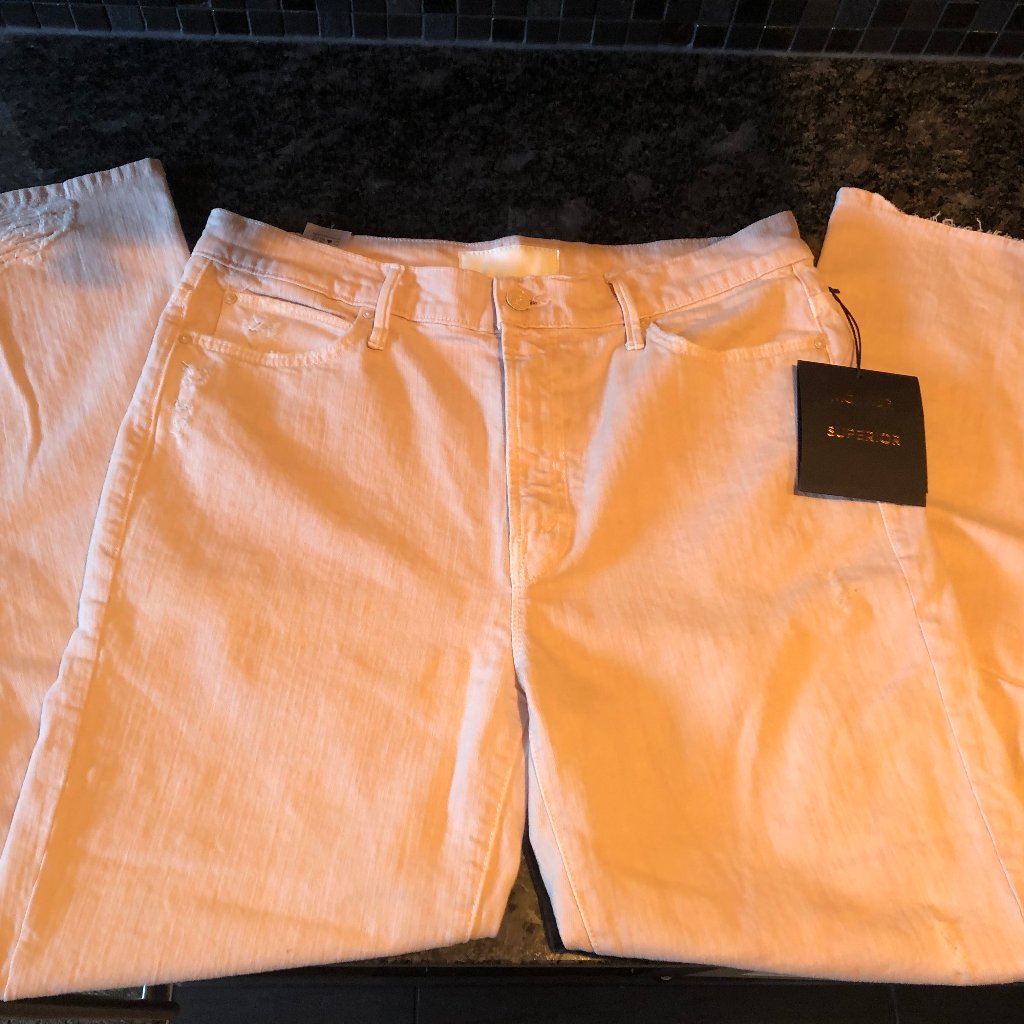 Mother Denim Distressed Pink Ankle Jeans